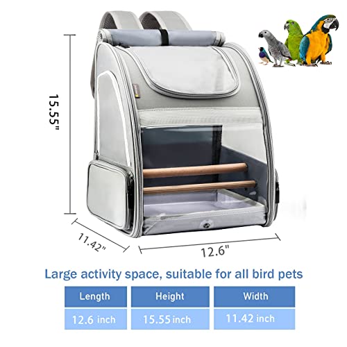 Texsens Bird Carrier Backpack - Pet Travel Cage with Upgraded Tray and Standing Perches, Breathable & Portable, for Small ...