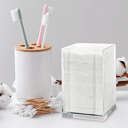 ForPro Square Pad Dispenser - Clear, Acrylic, Open Sides and Top Dispenser - Fits 4” x 4” Cotton Pads - 7” H x 4.25” W x ...