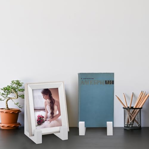 Soaoo 2 Pcs Wooden Plate Stand for Display, 8 Inch Plate Holder Decorative Picture Frame Plaque Stand Holder Easel Table T...