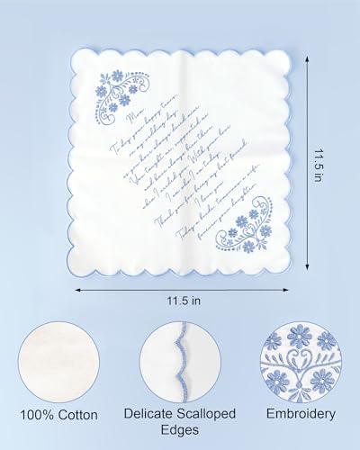 WeddingGiftsWedding Wedding Embroidered Handkerchief, Father&Mother Of The Bride Gifts, Something Blue Wedding Gift