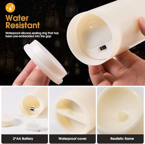 CAKETYCG Flameless Candles with Remote Control Waterproof Outdoors & Indoors, Battery Candles with Remote Timer, Decorativ...