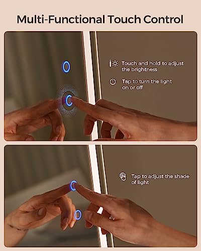SONGMICS LED Jewelry Cabinet Standing, Lockable Armoire With Full-Length Mirror and Adjustable Lights, Space-Saving Organi...