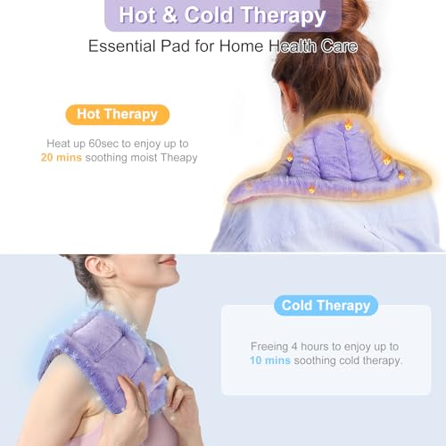 SuzziPad Microwave Heating Pad for Neck Shoulder Back, 7x16 Microwavable Moist Heat Pack, Warm Compress Hot Pack, Flaxseed...