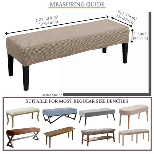 SPRINGRICO Stretch Dining Bench Cover, Removable Bench Slipcover Washable Bench Seat Protector Rectangle Bench Cover for D...
