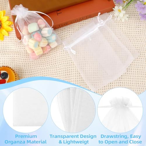 Organza Bags, Organza Bags 4"x6", 60PCS Small Mesh Bag Drawstring, White Sheer Wedding Party Favor Bag, Small Mesh Gift Po...
