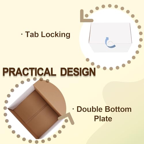 WIFTREY 12x9x6 inches White Shipping Boxes pack of 15, Corrugated Cardboard Boxes 12 x 9 x 6 for Packaging Small Business,...