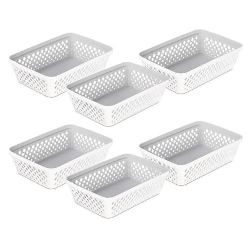 Glad Plastic Storage Basket Set - Multipurpose Drawer Trays, Kitchen Pantry Containers, and Bathroom Bins - 6 Pack Medium ...