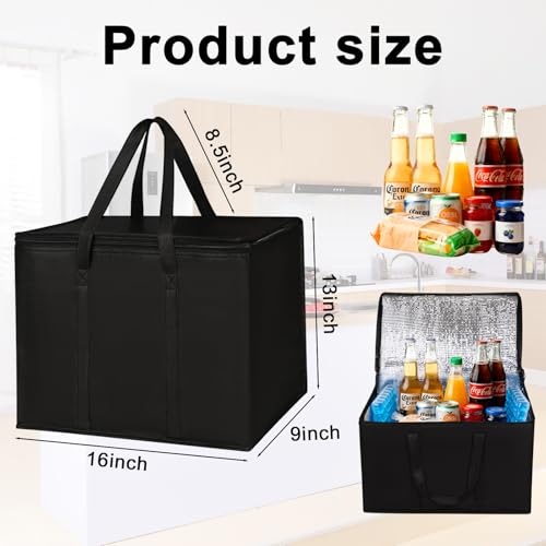 JNYONG 4 Pack Insulated Reusable Grocery Shopping Bags with zippered top,Food Delivery Bag,Collapsible Cooler Bag for Froz...
