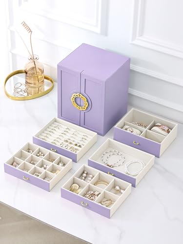 AOSIFIEL Cute Jewelry Box for Women teen Girls Jewelry Organizer Large Jewelry Organizers and Storage Faux Leather Jewelry...