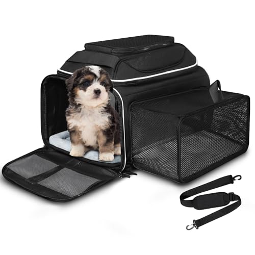 Petskd Top and Side Expandable Pet Carrier 18x11x11 Inches Delta United Airline Approved, Soft-Sided Carrier for Small Cat...