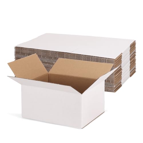 Rempry 30 Pack 8x6x4 Shipping Boxes White, Small Corrugated Cardboard Box for Mailing, Packaging Small Business, Kraft Mai...