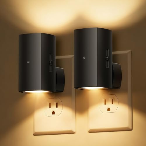 Brightown 2 Pack Night Lights Plug Into Wall, Modern Night Light with Rotating Plug, Dusk to Dawn Sensor, 0-100LM Stepless...