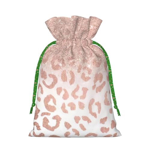 LHBZXMKJ rose gold glitter Print Drawstring Present Bags Christmas gifts Wrapping Sacks Pouches for Xmas Party ﻿