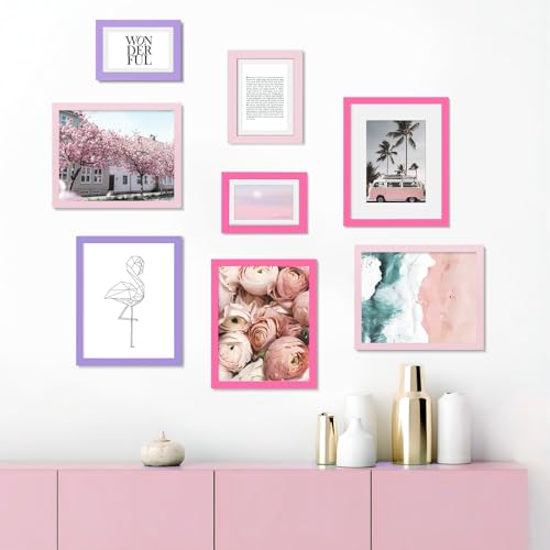 TWING 5x7 Picture Frame,Light Pink Photo Frame Display Picture 4x6 with Mat or 5x7 Without Mat,Colored Photo Collage Frame...
