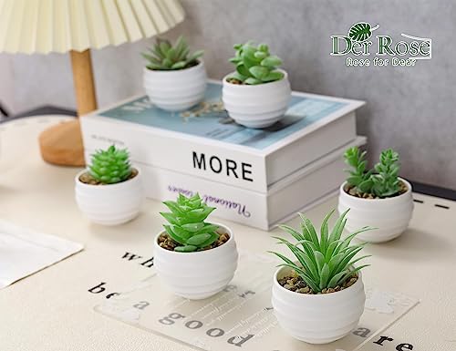 Der Rose Set of 6 Succulents Plants Artificial in Pots Small Fake Plants for Bedroom Aesthetic Living Room Shelf Bathroom ...