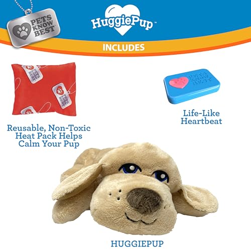 HuggiePup by Pets | Comfort Companion with Heartbeat Sleep Aide for Dogs & Puppies, Heating for Calming Relief Day or Nigh...
