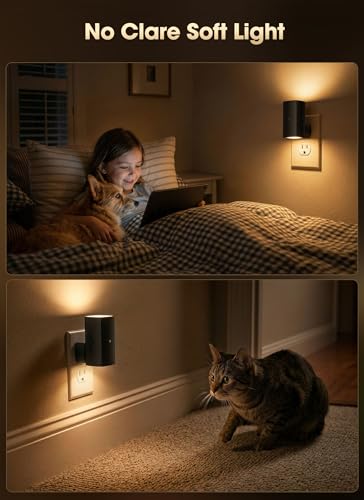 Brightown 2 Pack Night Lights Plug Into Wall, Modern Night Light with Rotating Plug, Dusk to Dawn Sensor, 0-100LM Stepless...