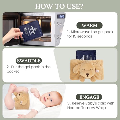 Baby Colic and Gas Relief, Heated Tummy Wrap for Newborns Belly Relief by Soothing Warmth, Baby Heating Pad Swaddling Belt...