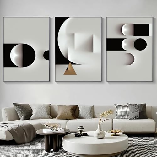 Abstract Geometric Canvas Wall Art Minimalist Black and White Geometric Poster Prints Modern Abstract Geometric Canvas Bla...