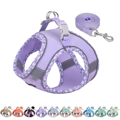 AIITLE Tiny Dog Harness - Lightweight Mesh Step-in Vest for Puppy, Reflective & Escape-Proof Design with High-Stick Magic ...