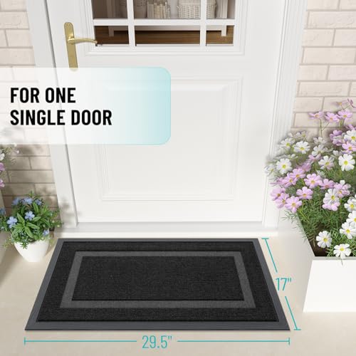 OLANLY Front Door Mat Indoor Outdoor Entrance, Waterproof All-Season, All-Weather Doormat, Sturdy Natural Rubber, Fade Res...
