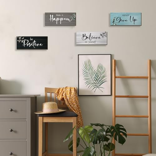 FENCORDAR 4 Pcs Office Decor For Women Motivational Wall Decor Rustic Inspirational With Positive Sayings Wooden Hangings ...