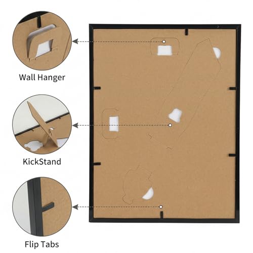 Rempry 8.5X11 Certificate Picture Frames Set of 11, Black 8.5x11 Photo Frames without Mat or Displays 6X8 Picture with Ma...