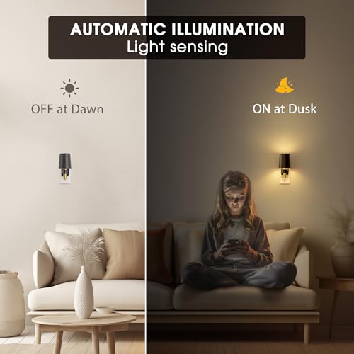 Briignite Night Light, Dimmable Night Lights Plug into Wall, Dusk to Dawn Sensor, Soft White 3000K, 0-100LM, Plug in Night...