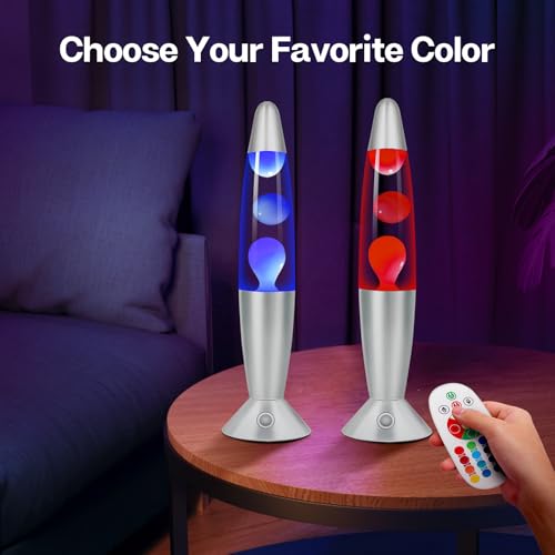 Lazzgan 17 Color Changing LED Liquid Motion Lamp: 16 inches Night Lights with Remote Control, Home Decoration Mood Lightin...