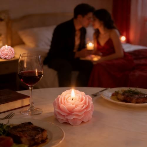 Aromatic Peony-Shaped Candle Ornament for Living Room and Bedroom, Simple Decoration (Bluebell)