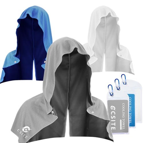 CSITE 3 Pack Cooling Hoodie Towels for Neck and Face, UPF 50 Sun Protection & Instant Cooling, Ice Towels for Hot Weather,...