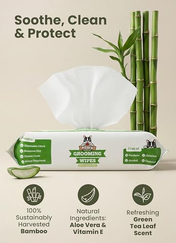 Pogi’s Dog Grooming Wipes – Hypoallergenic Pet Wipes for Paws, Body & Butt – Cleaning & Hydrating, Fragrance Free, 100-Count