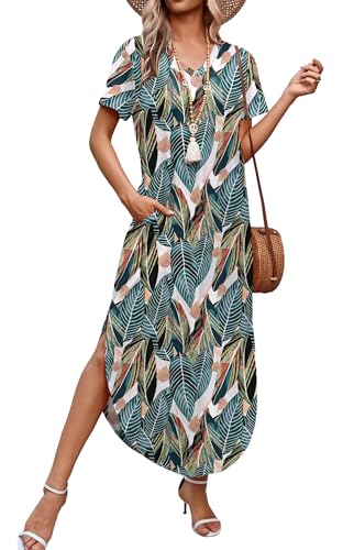 WIHOLL Women's Summer Short Sleeve Dresses Maxi Dress Vacation Beach Sundresses 2026 with Pockets