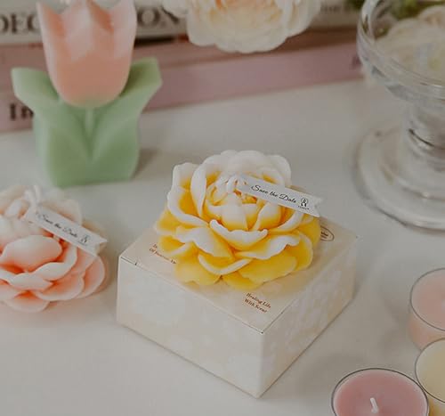 Jasmine Flower Shape Scented Candle,50G Multicolour Romantic Soy Wax Aesthetic Decorative Healing Candle for Valentine's D...