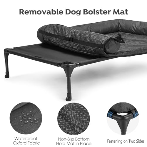 Veehoo Cooling Elevated Dog Bed Add Removable Waterproof Bolster Cushion Mat, Raised Pet Cot with Breathable Teslin Mesh, ...