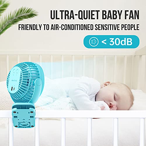 BLBS Clip on Fan 65Hrs Camping Fan with LED Light, 12000mAh Battery Operated Fans & PortableFan Rechargeable, Small Desk F...