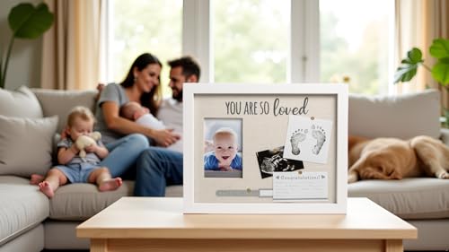 Kate & Milo You Are So Loved Collage Frame, Newborn Keepsake Box, Baby Memento, Nursery Decor, Handprint and Footprint Ink...