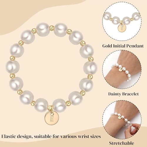 GINAZL Flower Girl Proposal Gifts, Initial A-Z Bracelet Initial Pearl Bracelets Will You Be My Flower Girl Gift