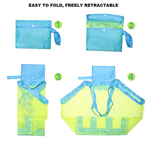 MeeJaa Mesh Beach Bag, Classic Mesh Beach Toy Tote Bag, Foldable Large Children's Toy Storage Bag, Used for Storage of Toy...