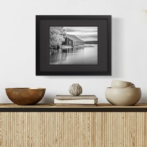Gallery Solutions - Black Wood Wall Frame 11"x14" - Premium Quality - Rectangular Wall Mount - Classic Design for 8"x10" P...