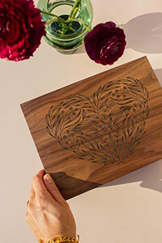 Floral Heart Wooden Memory Box for Wedding Anniversary [Personalized Custom Keepsake Box for New Baby, Mother's Day Gift f...