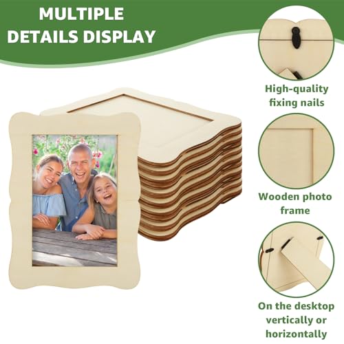 RHBLME 24 Pack Wooden Picture Frames 4x6, DIY Wood Picture Frames for Crafts, Unfinished Photo Frame for Birthday Party Ch...
