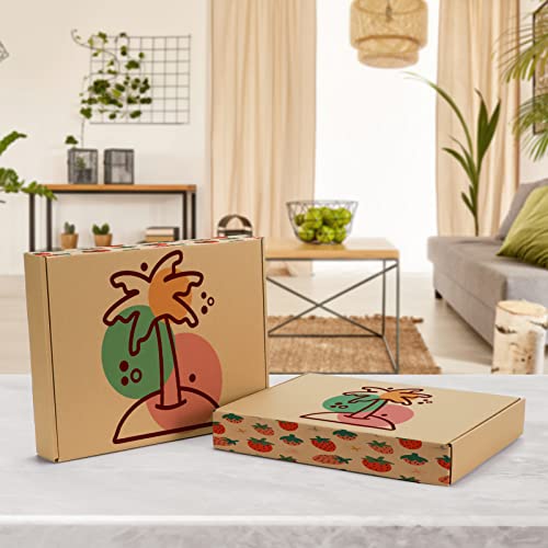 Pemtow 13x10x2 Shipping Boxes Set of 20, Brown Corrugated Cardboard Literature Mailer Box for Packaging, Mailing, Business