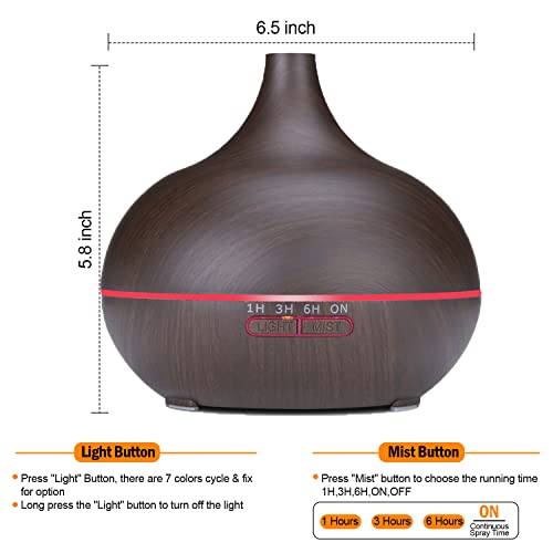 Diffusers for Essential Oils Large Room 550ml Aroma Diffuser for Home, Ultra Quiet Aromatherapy Essential Oil Diffuser, Ul...