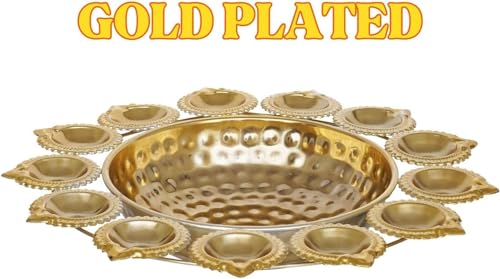 Diya Shape Decorative Urli Bowl for Home Metal Handcrafted for Floating Flowers and Tea Light Candles Home,Office and Tabl...