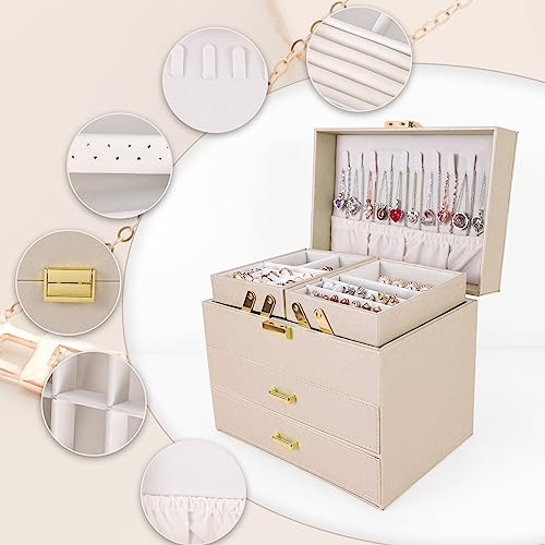 Dajasan Jewelry Organizer Box, Jewelry Holder Organizer Box, PU Leather Jewelry Box, Gift Idea for Valentine's Day, Birthd...