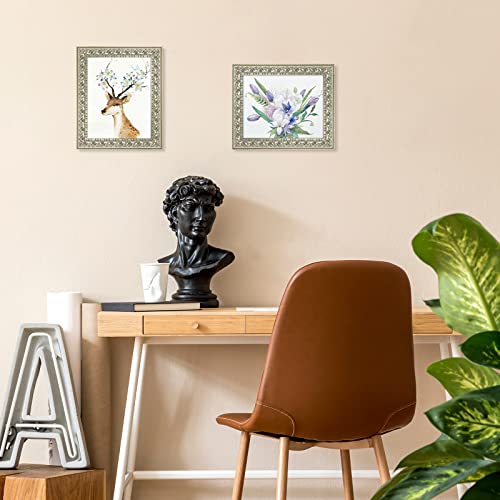 Golden State Art, 8X10 Ornate Finish Photo Frame, Silver Beige Color, Real Glass