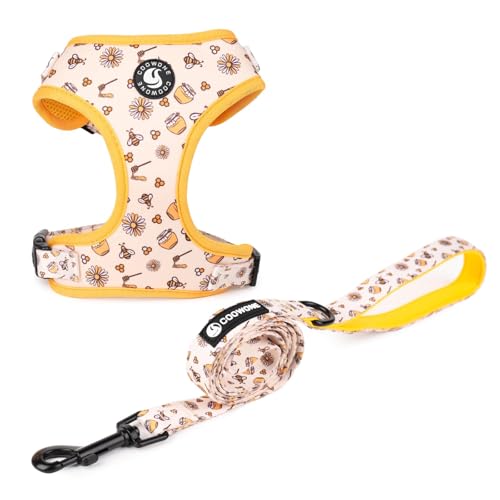 Dog Cat Harness and Leash Set, Puppia Soft Mesh Padded and Adjustable Puppy Vest Cute Dog Clothes Escape Proof Easy Walk P...