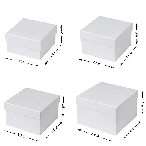 Briful Square Gift Boxes with Lids Set of 4 White Gift Box Assorted Sizes Nesting Gift Boxes for Presents Birthday Bridesm...