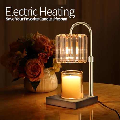 Candle Warmer Lamp, Wax Warmer Candle Lamp Timer & Dimmer 7-Levels, Compatible Most Jar Candles, Top Melting, Cystal Candl...